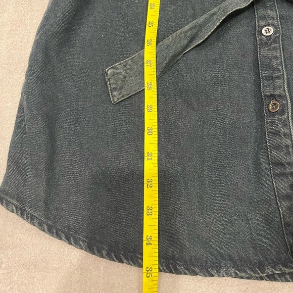 [M]Velvet Heart Dark Denim Balloon Long Sleeve Shirt Dress Belted - Picture 7 of 9